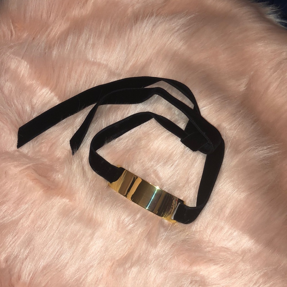 New Trina Turk Choker Gold BLACK Velvet strings - Picture 2 of 12